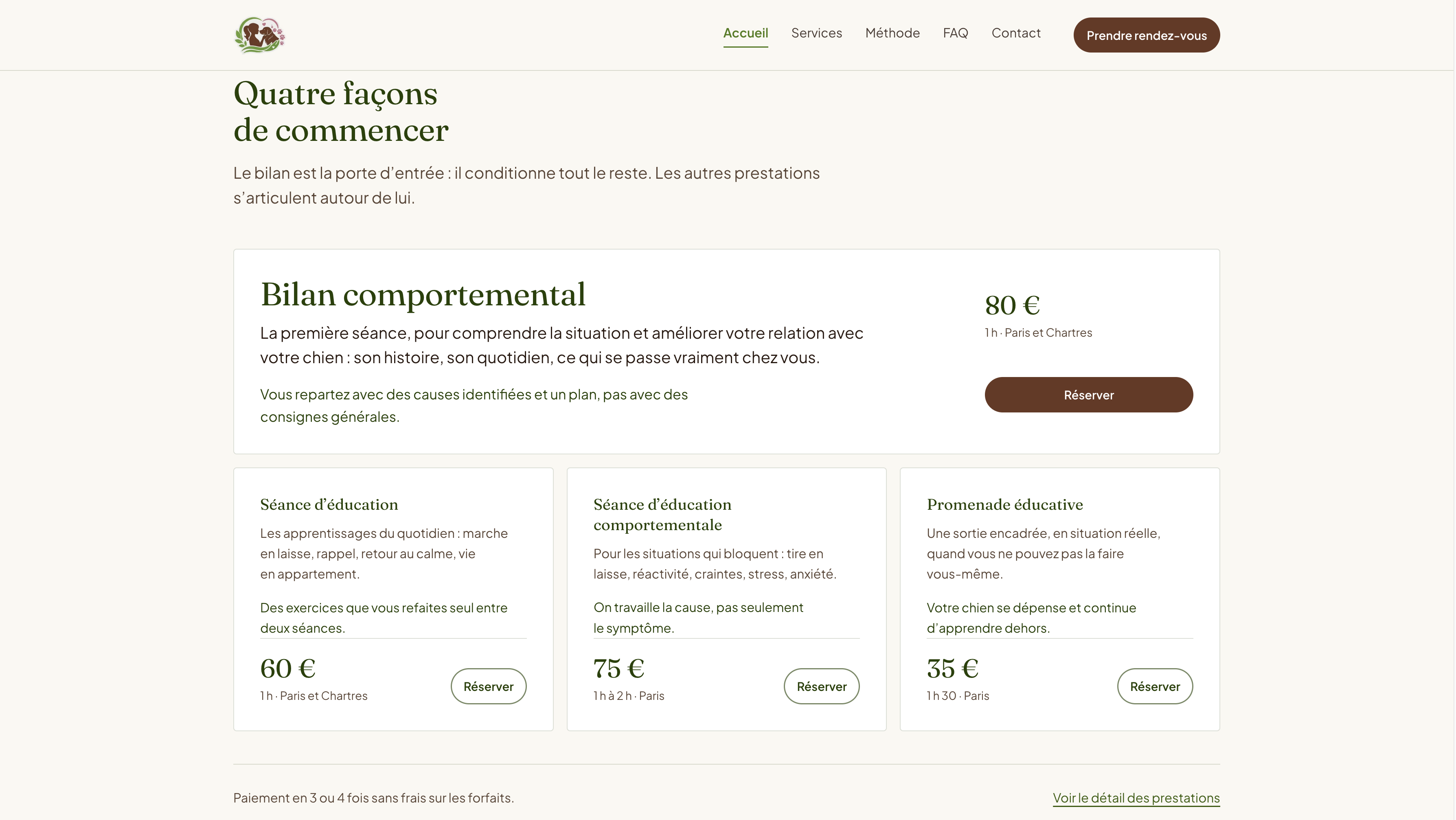 Site Web Liens Canins - interface logiciel développé par Alivaon, Douala